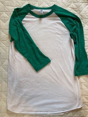 50/50 American Apparel Kelly green baseball t-shirt